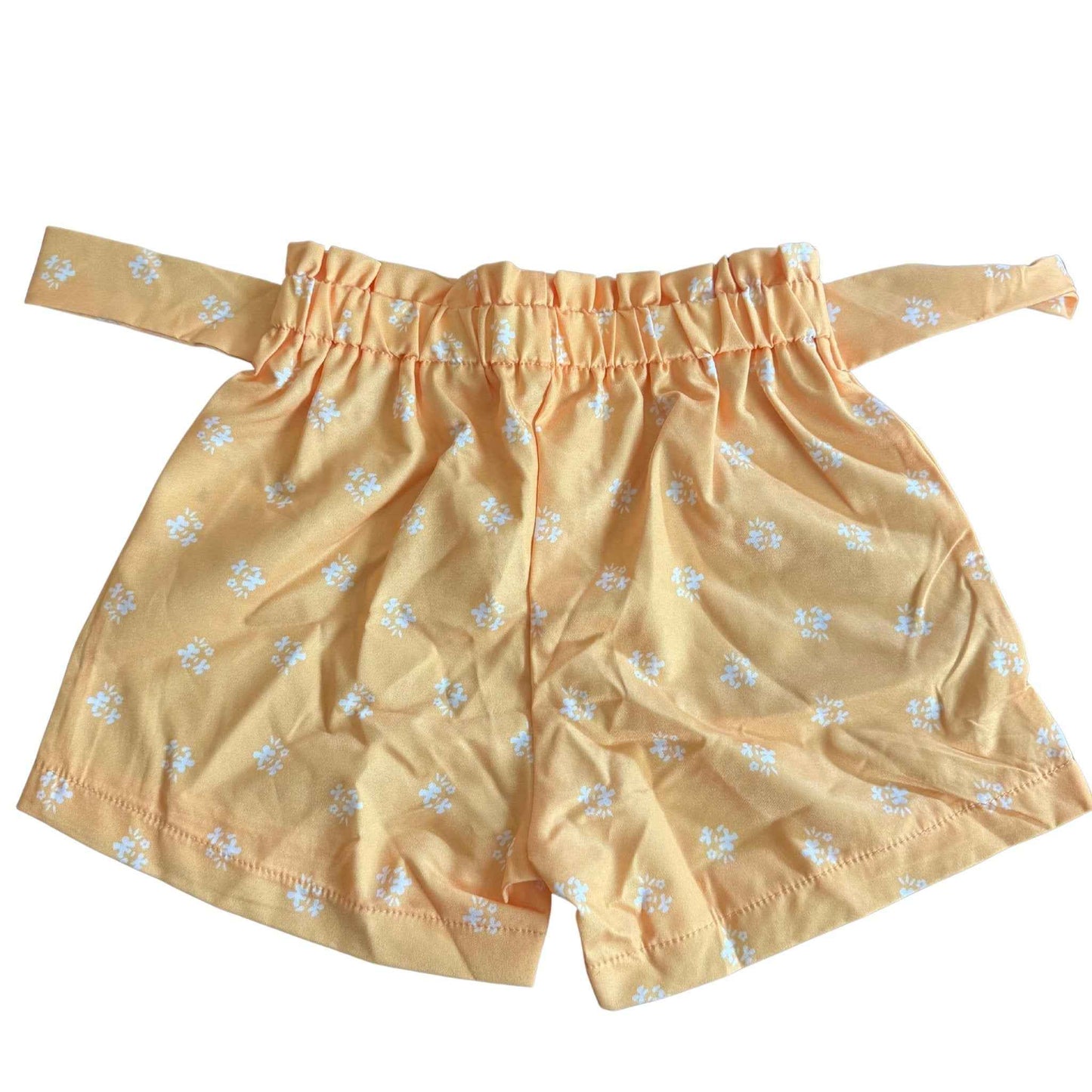 2pc Floral Ruffled Bowknot Shorts Set