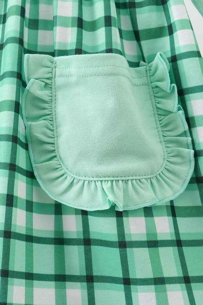 Green parade embroidery gingham dress