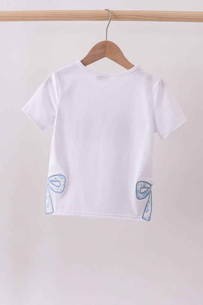 White MAMA bow applique mom&me top
