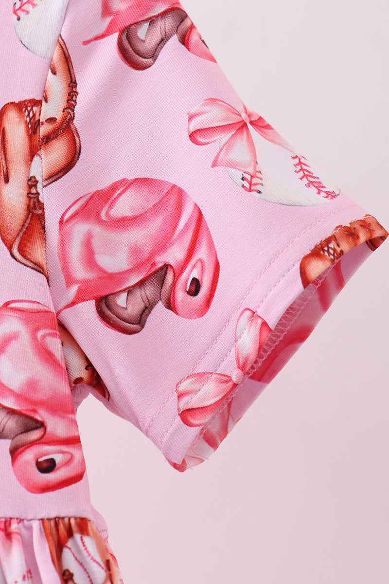 Pink bow baseball bamboo dress