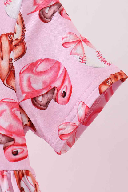 Pink bow baseball bamboo dress