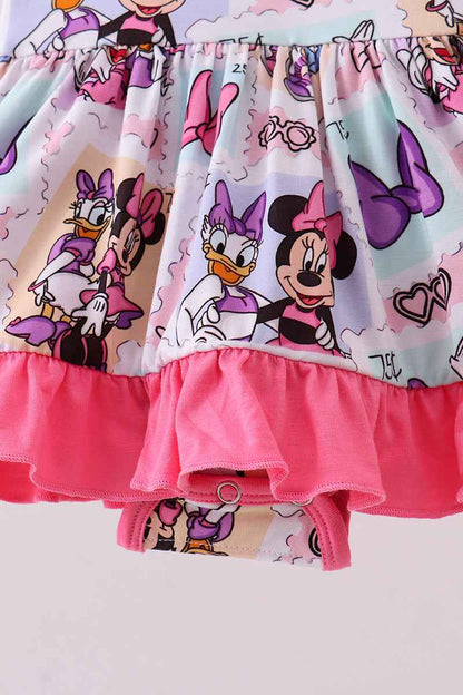 Pink Minnie Mouse bamboo ruffle romper