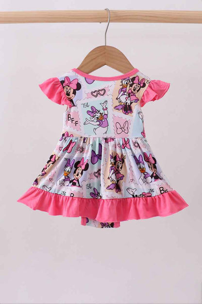 Pink Minnie Mouse bamboo ruffle romper