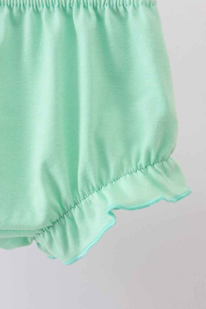 Blue marine creature print ruffle bloomer set