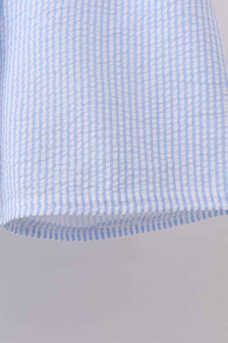 Blue crab embroidery stripe shorts swimsuit