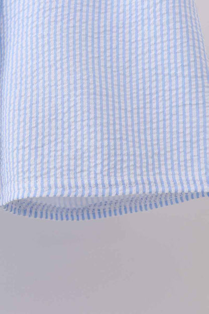 Blue crab embroidery stripe shorts swimsuit