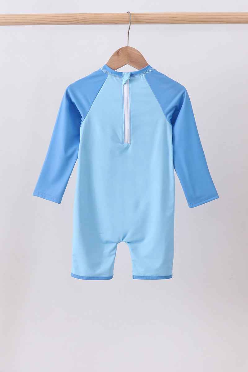 Blue crab embroidery one-piece swimsuit