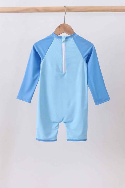 Blue crab embroidery one-piece swimsuit