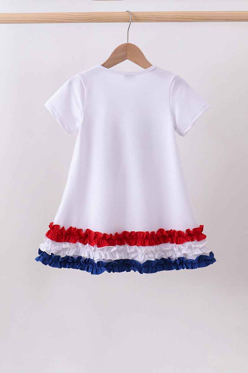 White bow sequin ruffle dress