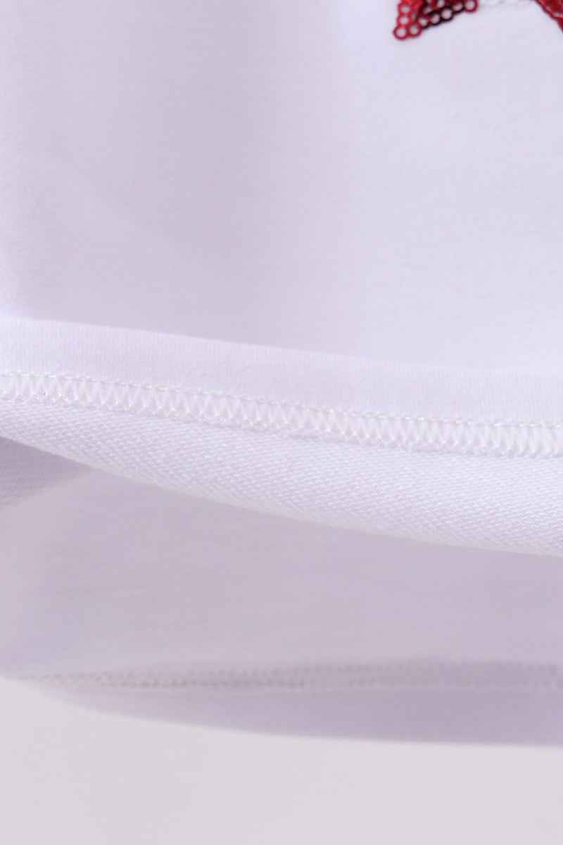 White bow sequin mom&me top