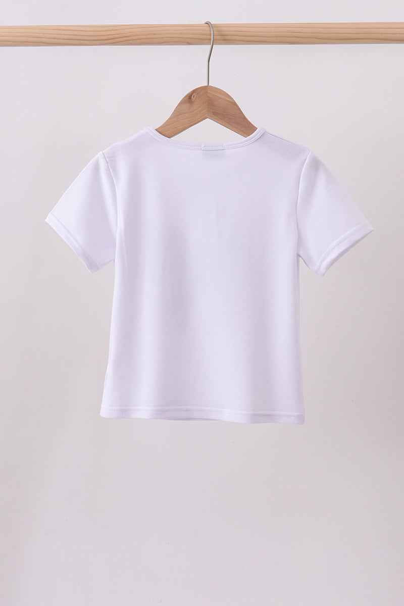 White bow sequin mom&me top