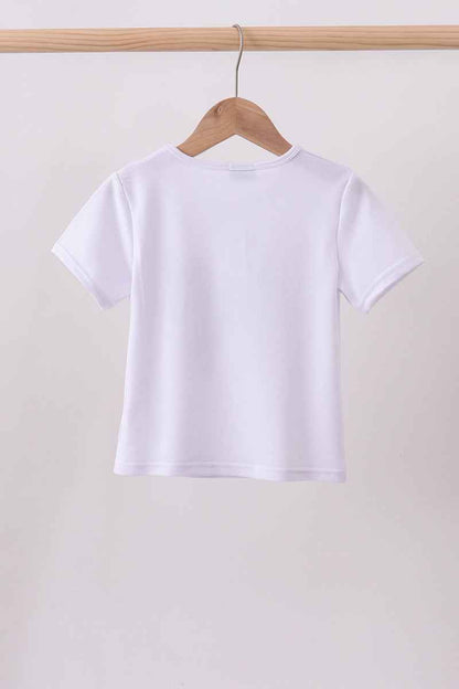 White bow sequin mom&me top