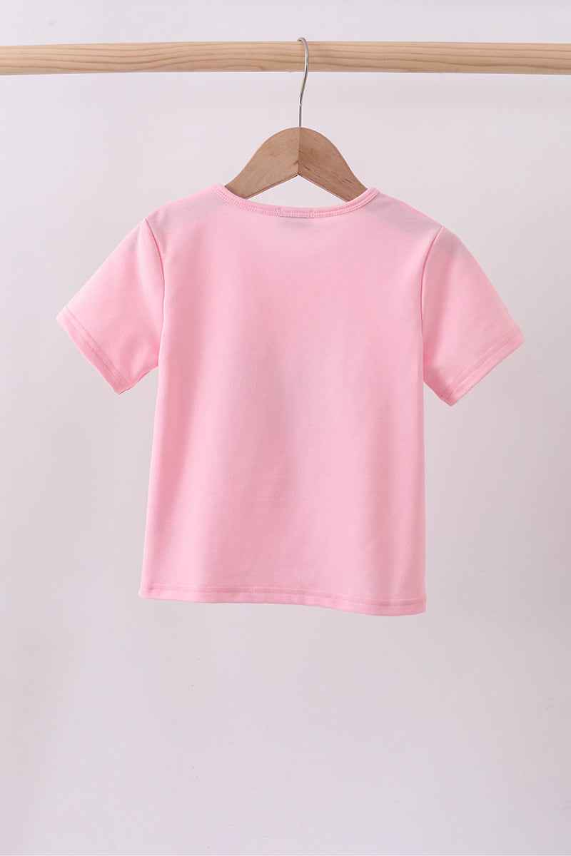 Pink flag bow sequin mom&me top
