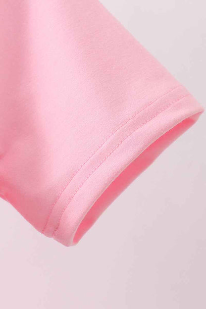 Pink flag bow sequin mom&me top