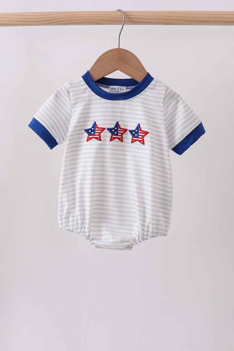 Navy bow applique stripe bubble