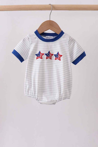 Navy bow applique stripe bubble