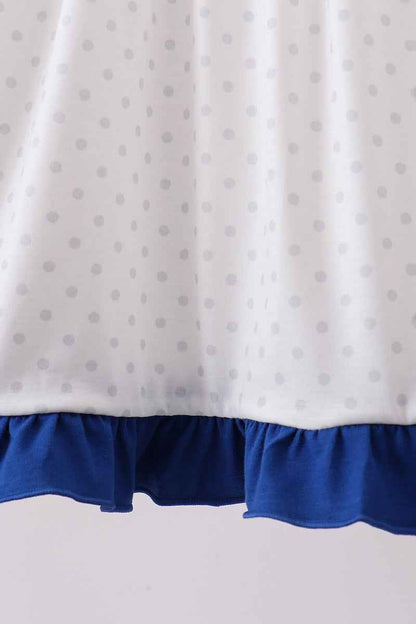 Navy bow applique ruffle dress