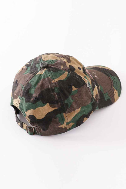 Camouflage flag vintage baseball cap mom & me