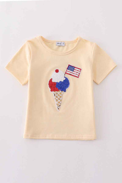 Ice cream flag sequin mom&me top