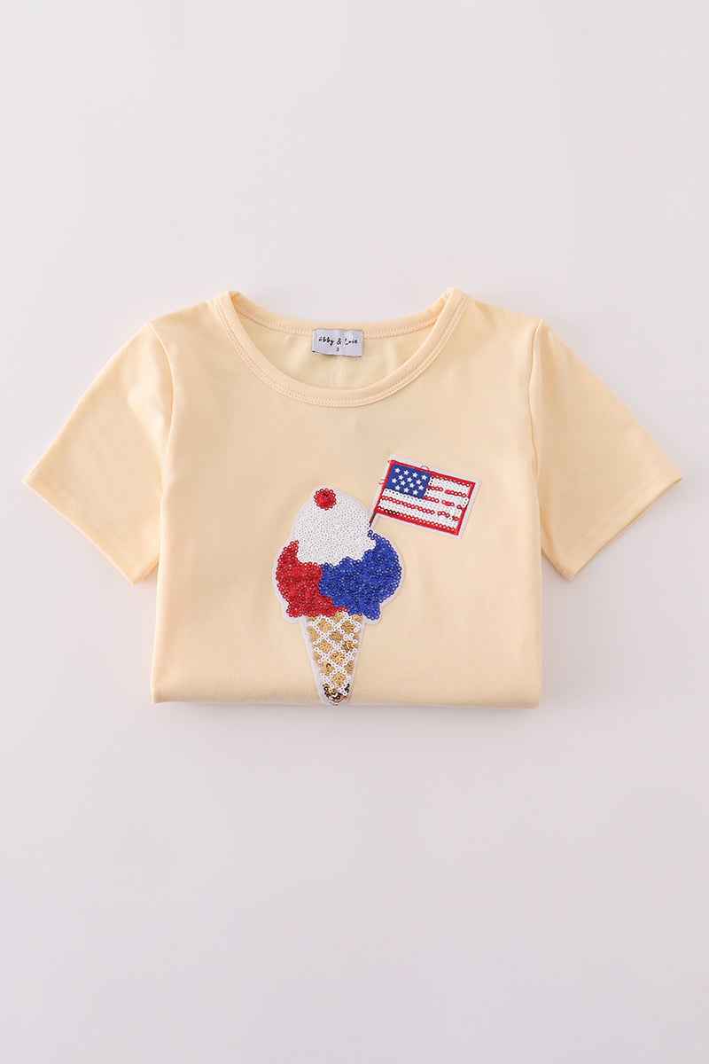 Ice cream flag sequin mom&me top
