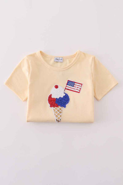 Ice cream flag sequin mom&me top