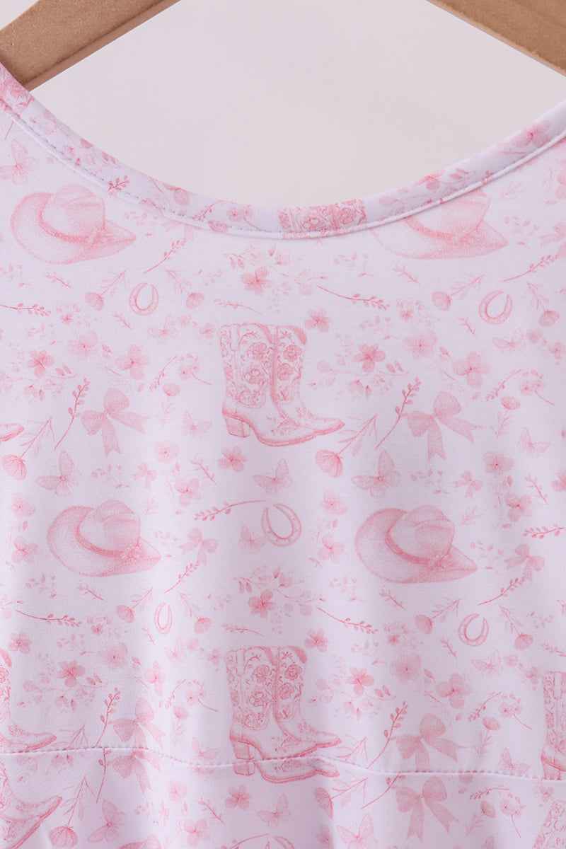 Premium pink boots bamboo dress