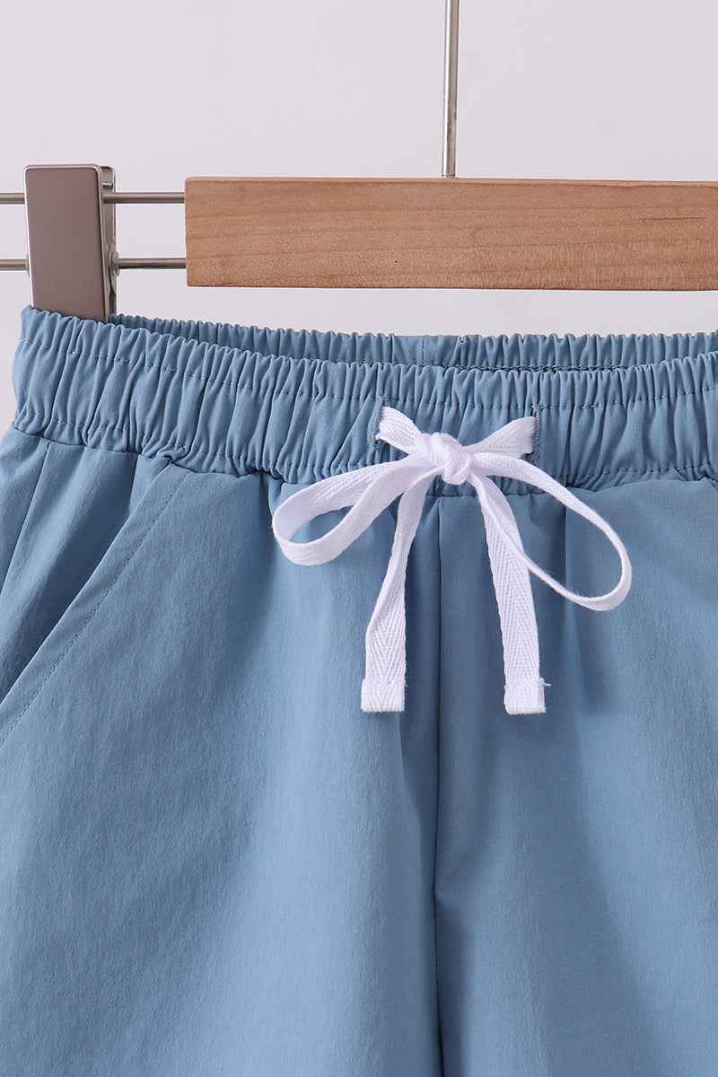 Dusty blue pocket performance shorts