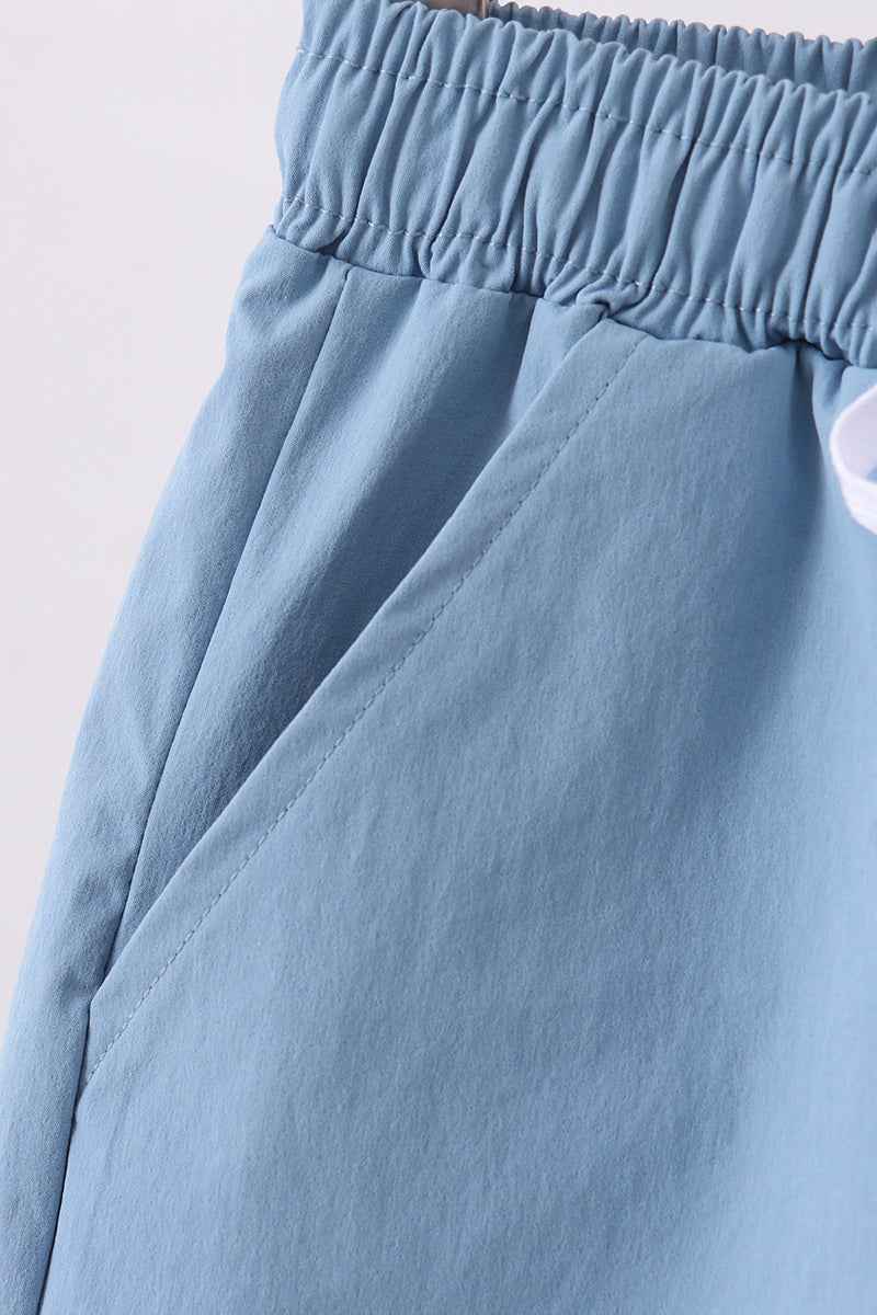 Dusty blue pocket performance shorts