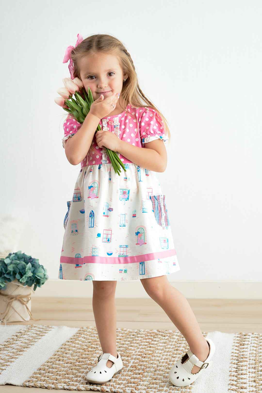 balcony pink dot dress