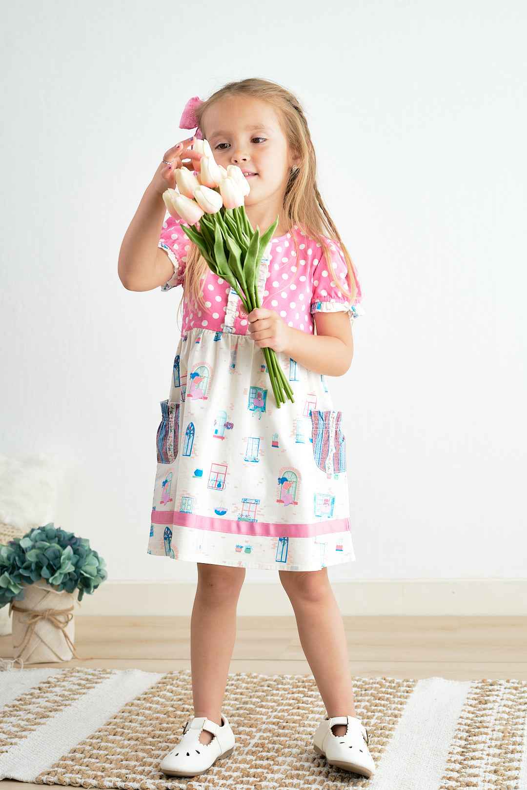 balcony pink dot dress