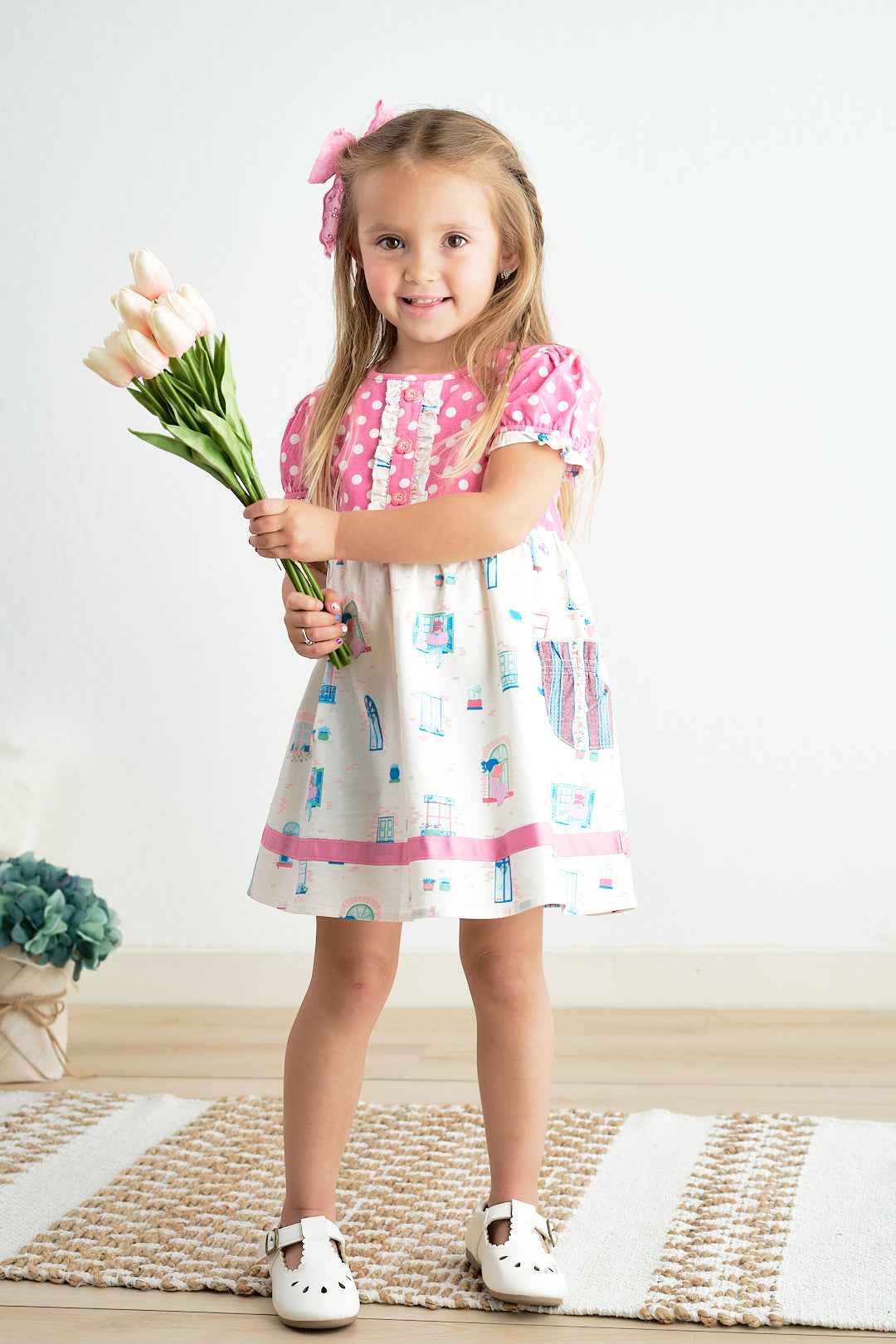 balcony pink dot dress