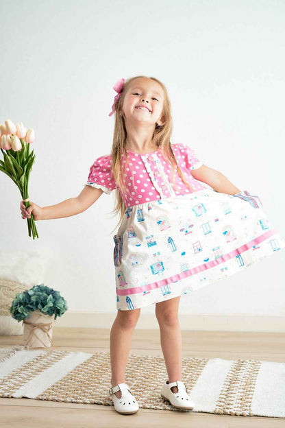 balcony pink dot dress