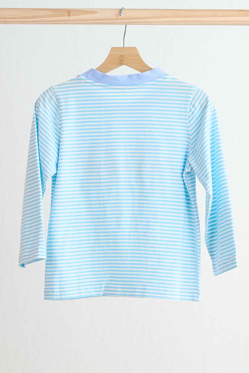 Blue puppy hand smocked stripe top