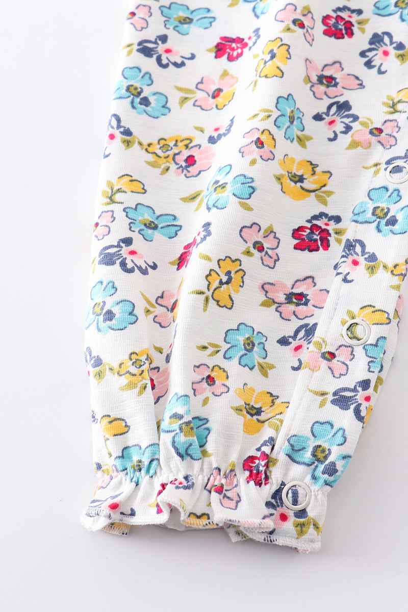 Platinum mint floral print girl romper