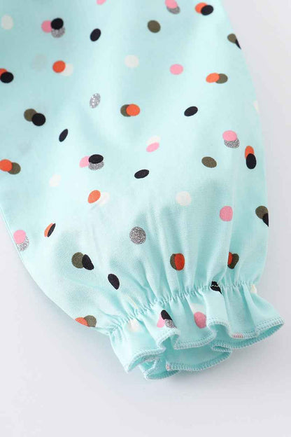 Platinum mint floral print girl romper