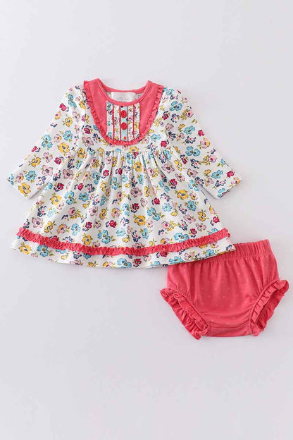 Platinum floral print baby girl set