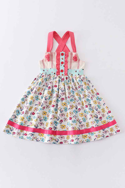 Platinum floral print strap girl dress