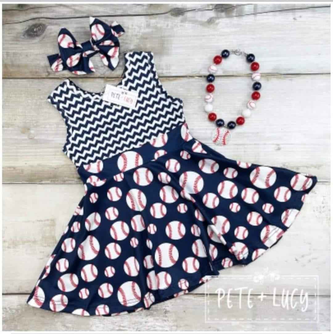 Baseball Girls Short Sleeve Dress