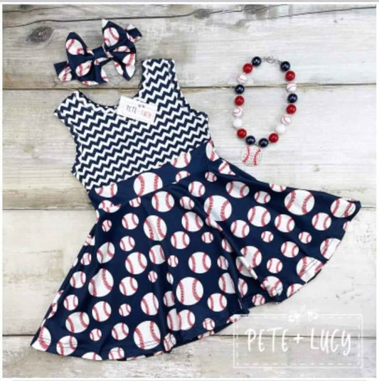 Baseball Girls Short Sleeve Dress