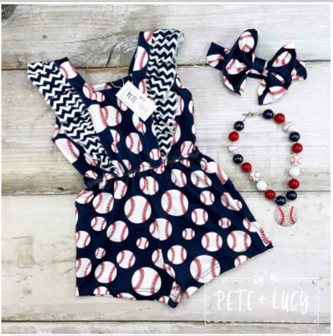 Baseball Girls Romper