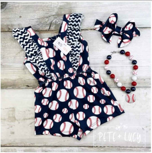 Baseball Girls Romper