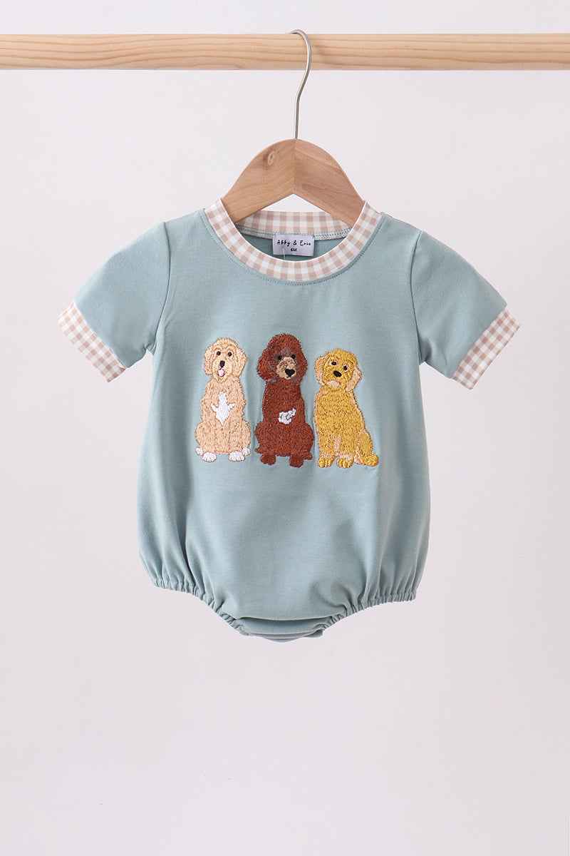 Blue gray Puppy embroidery bubble