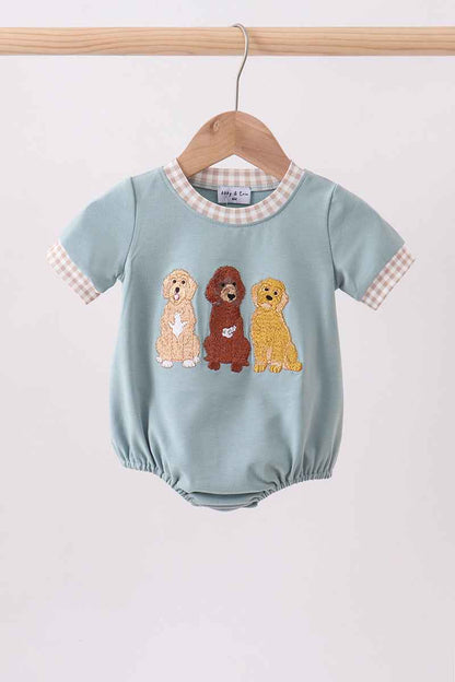 Blue gray Puppy embroidery bubble