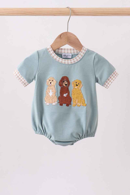 Blue gray Puppy embroidery bubble