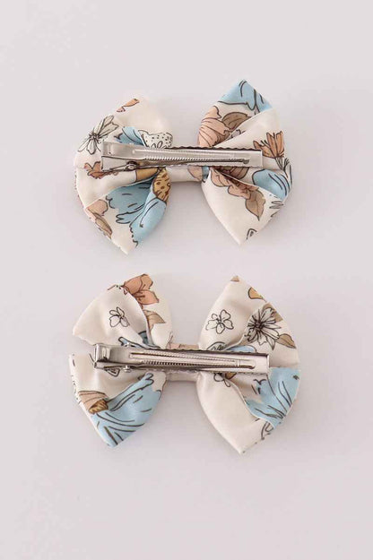 Floral print 2pc hair bow