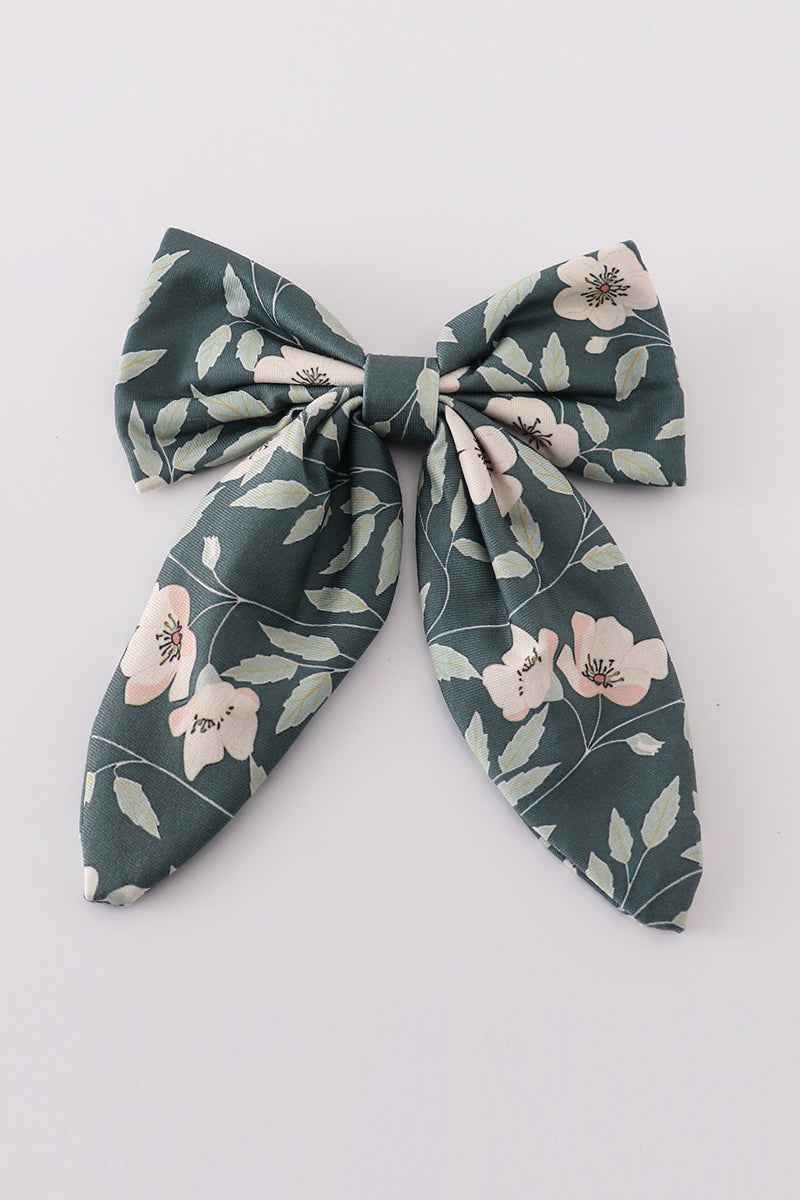 Green forest bloom print girl sailor bow
