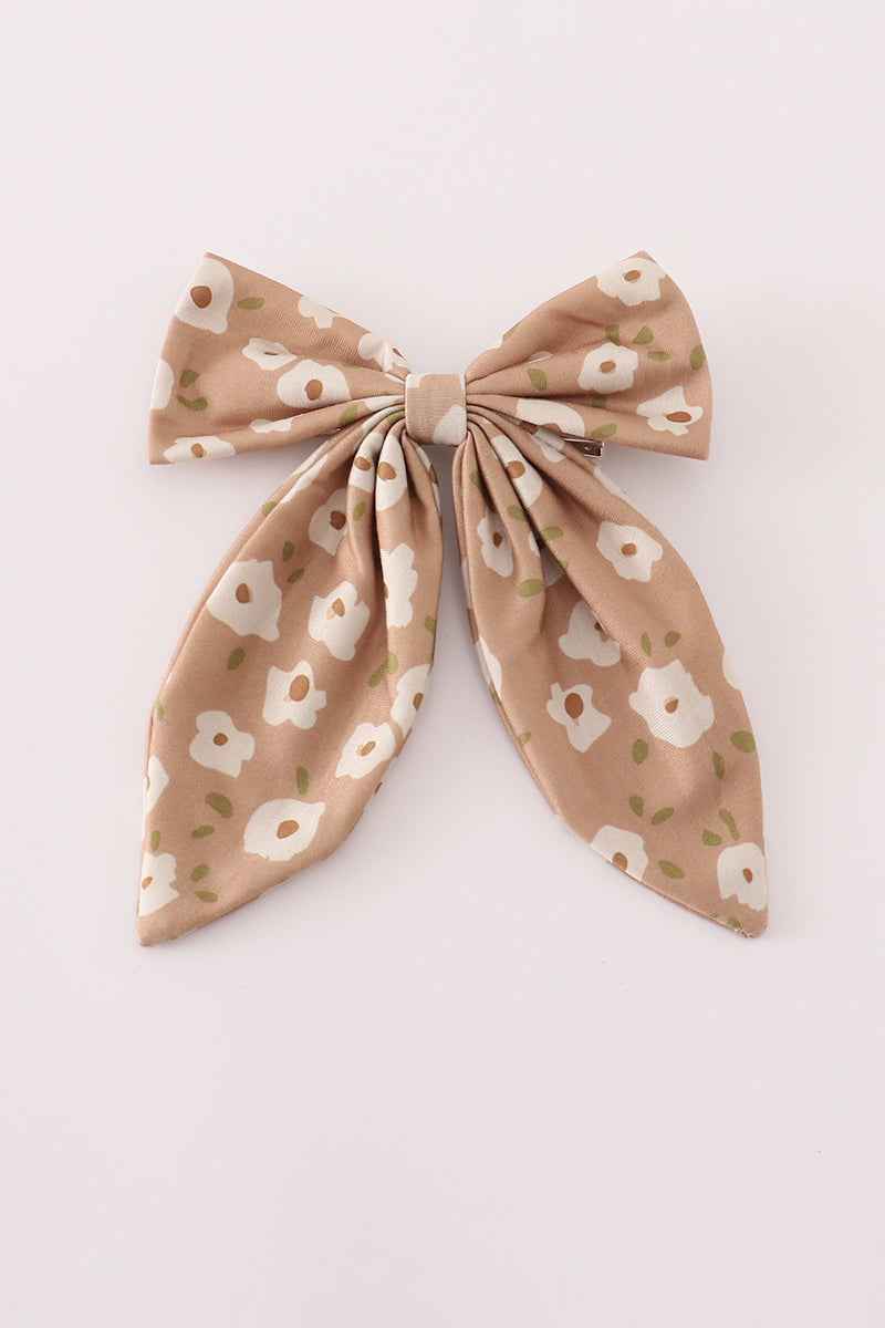 Mustard & mint floral print hair sailor bow