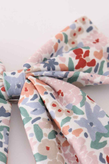 Blue floral print sailor bow