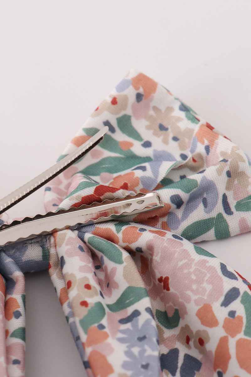 Blue floral print sailor bow