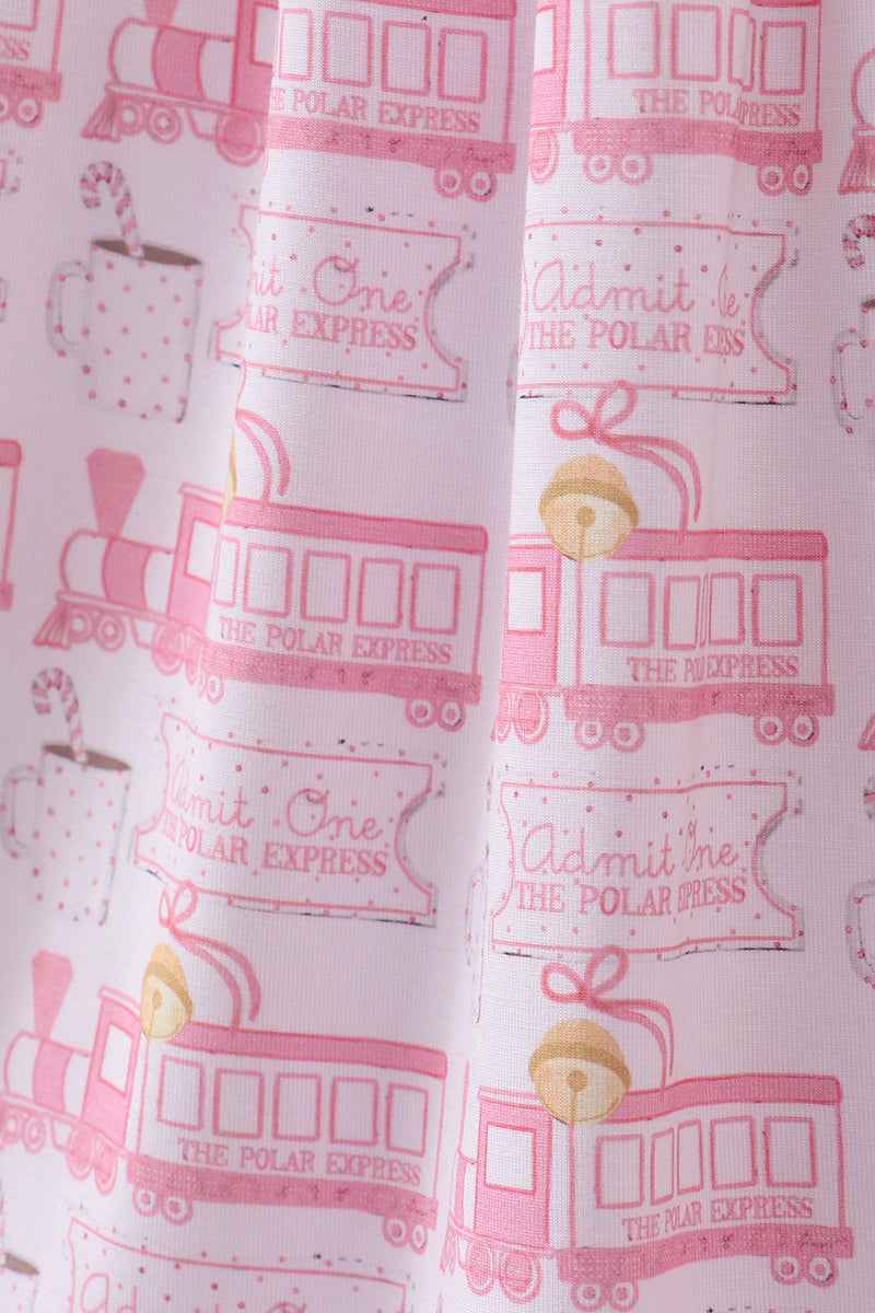 Pink train bamboo pajamas dress